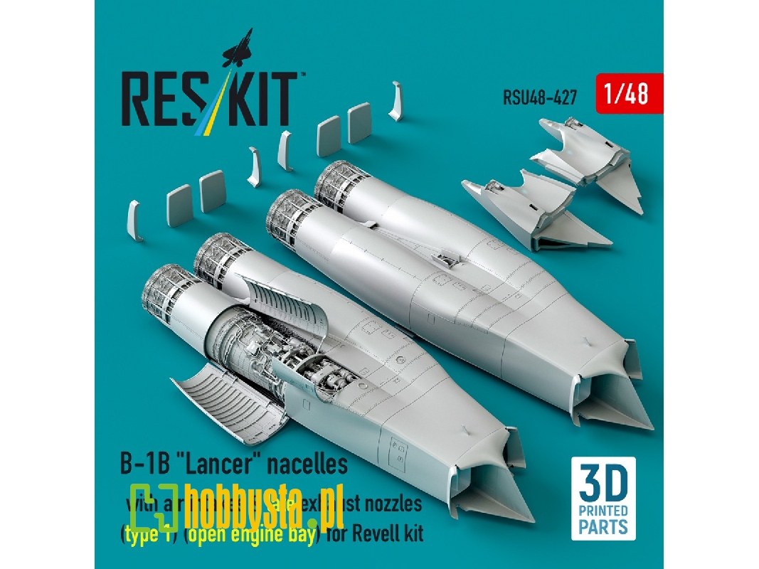 B-1b 'lancer' Nacelles With Air Intakes & Late Exhaust Nozzles (Type 1) (Open Engine Bay) For Revell Kit (3d Printed) - zdjęcie B-1b 'lancer' Nacelles With Air Intakes & Late Exhaust Nozzles (Type 1) (Open Engine Bay) For Revell Kit (3d Printed) - zdjęcie