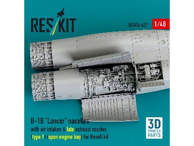B-1b 'lancer' Nacelles With Air Intakes & Late Exhaust Nozzles (Type 1) (Open Engine Bay) For Revell Kit (3d Printed) - zdjęcie
