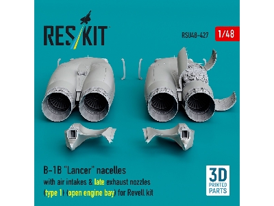 B-1b 'lancer' Nacelles With Air Intakes & Late Exhaust Nozzles (Type 1) (Open Engine Bay) For Revell Kit (3d Printed) - zdjęcie