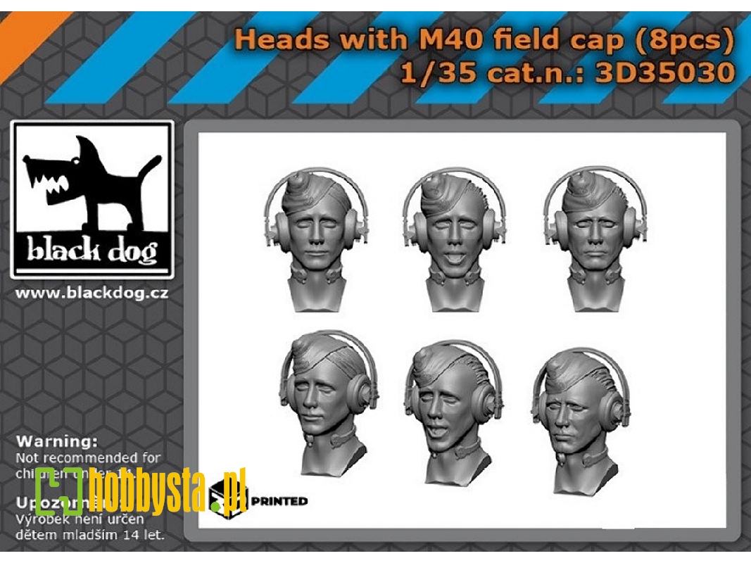 Heads With M40 Field Cap (8 Pcs / 3d-printed) - zdjęcie 1 Heads With M40 Field Cap (8 Pcs / 3d-printed) - zdjęcie 1