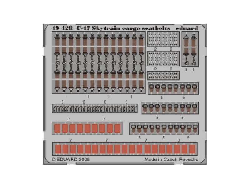  C-47 Skytrain cargo seatbelts 1/48 - Trumpeter - blaszki - zdjęcie 1