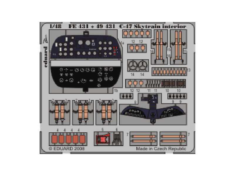 C-47 Skytrain interior S. A. 1/48 - Trumpeter - blaszki - zdjęcie 1 C-47 Skytrain interior S. A. 1/48 - Trumpeter - blaszki - zdjęcie 1