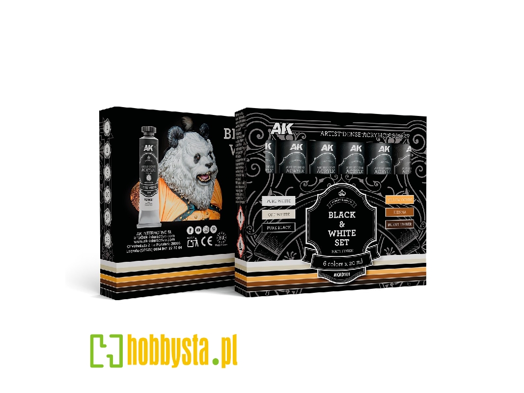 Ak Ad101 Black & White Set - Artistic Dense Acrylic Color - zdjęcie 1 Ak Ad101 Black & White Set - Artistic Dense Acrylic Color - zdjęcie 1