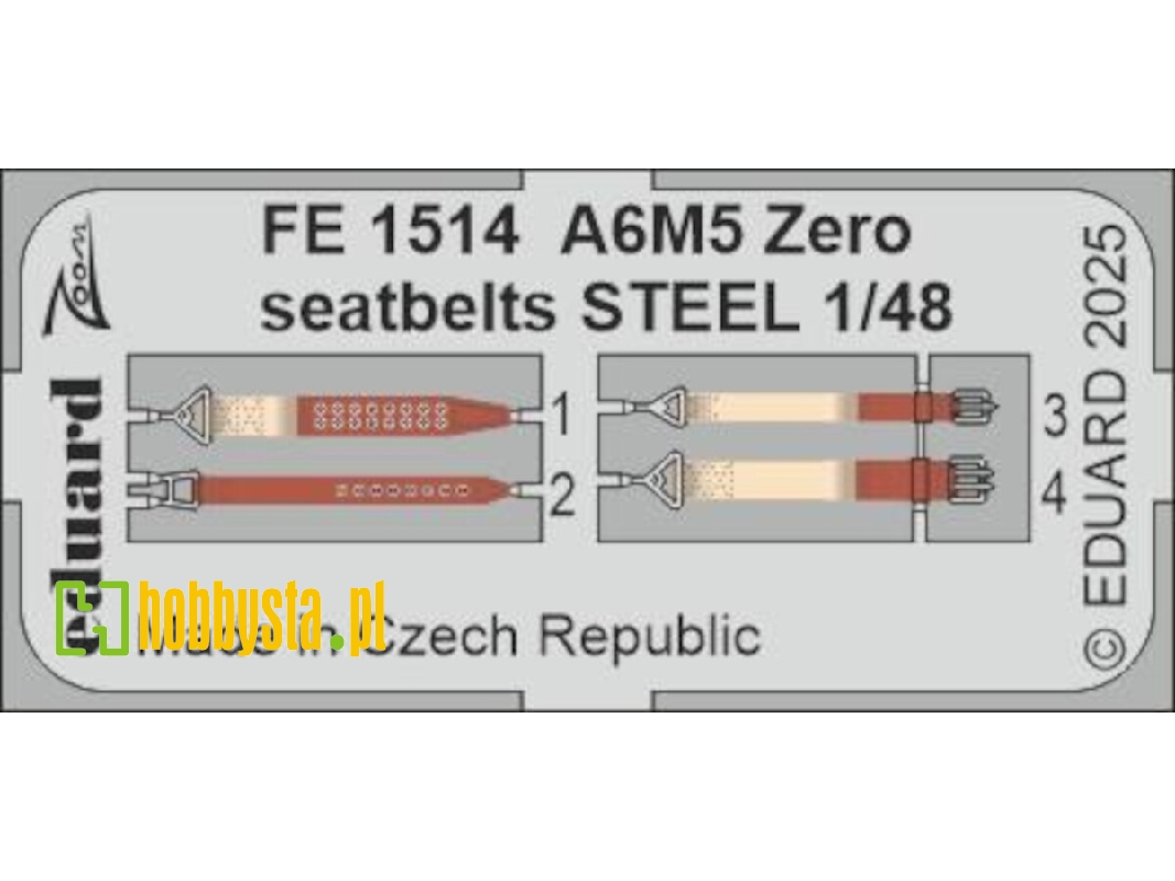 A6M5 Zero seatbelts STEEL 1/48 - FINE MOLDS - zdjęcie 1 A6M5 Zero seatbelts STEEL 1/48 - FINE MOLDS - zdjęcie 1