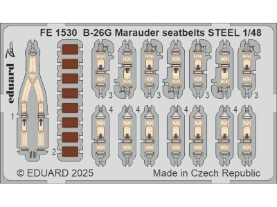 B-26G Marauder seatbelts STEEL 1/48 - ICM - zdjęcie 1