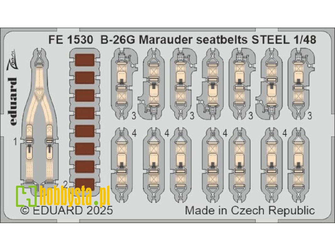 B-26G Marauder seatbelts STEEL 1/48 - ICM - zdjęcie 1 B-26G Marauder seatbelts STEEL 1/48 - ICM - zdjęcie 1