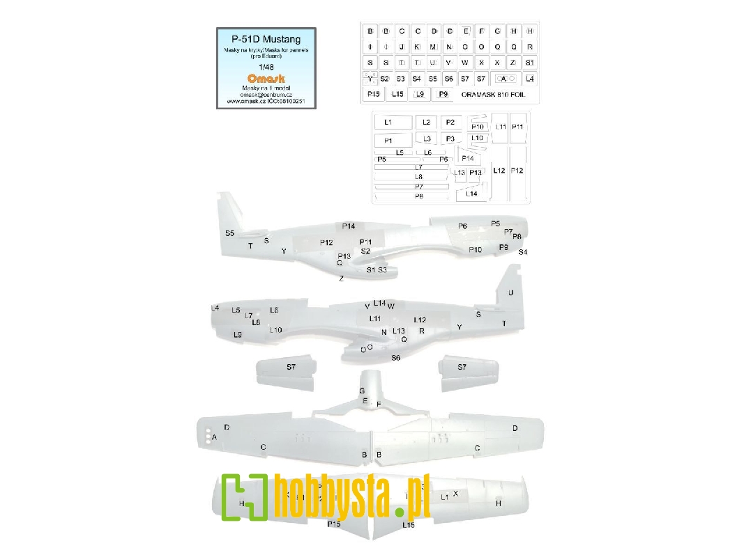 North American P-51 D Mustang - Mask For Panels (For Eduard Kits) - zdjęcie 1 North American P-51 D Mustang - Mask For Panels (For Eduard Kits) - zdjęcie 1
