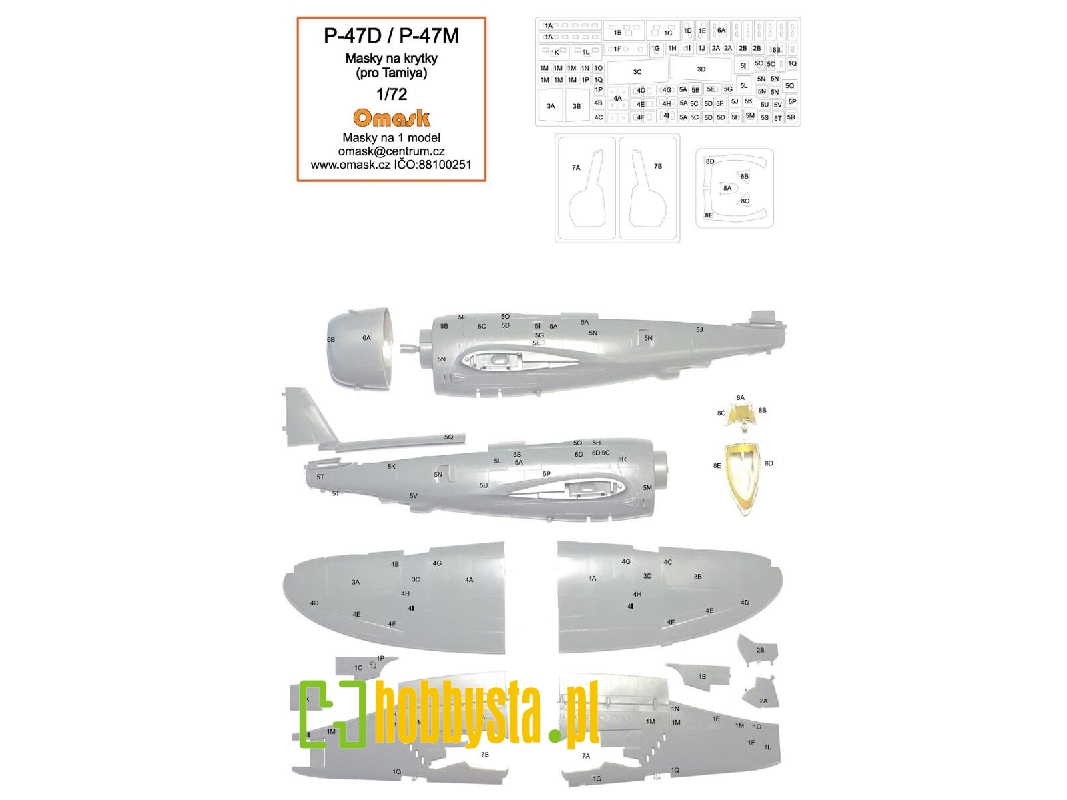 Republic P-47 D / M - Mask For Panels (For Tamiya Kits) - zdjęcie 1 Republic P-47 D / M - Mask For Panels (For Tamiya Kits) - zdjęcie 1
