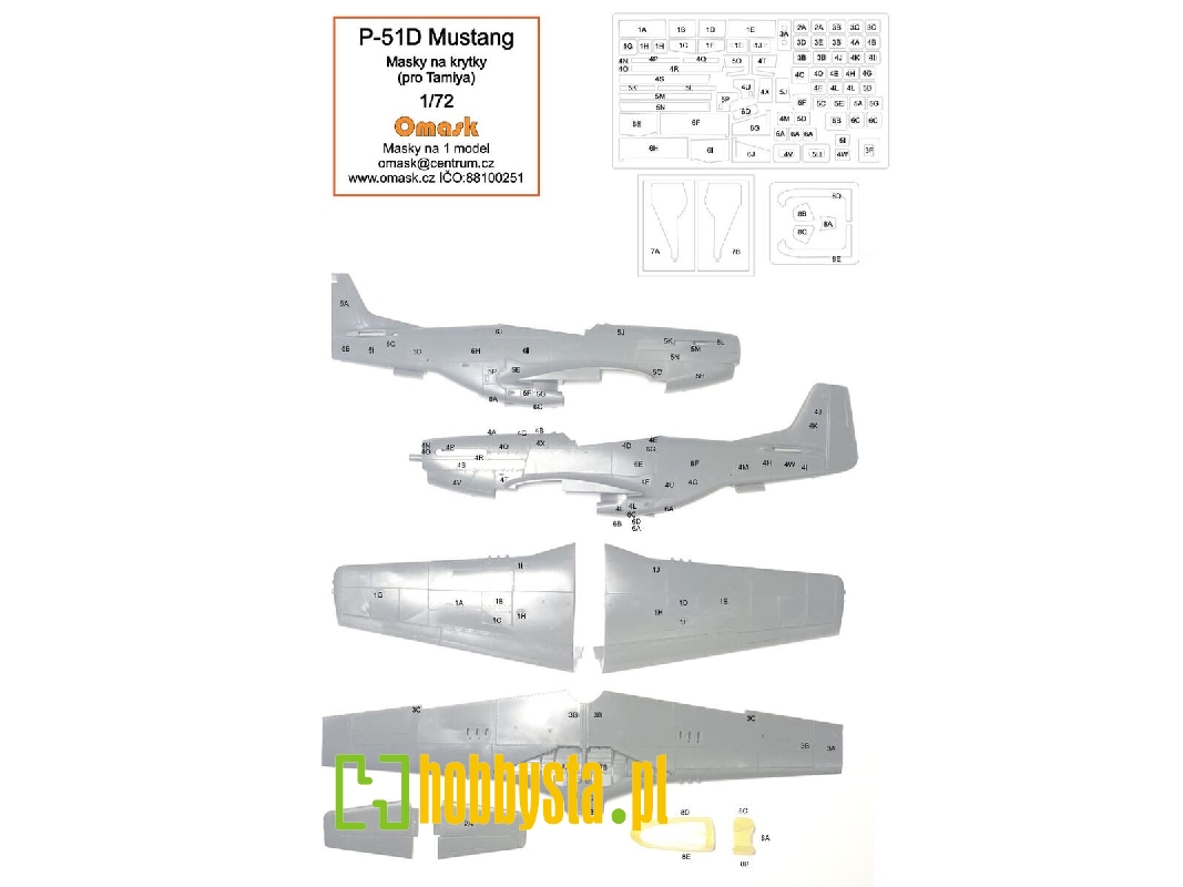 North American P-51 D - Mask For Panels (For Tamiya Kits) - zdjęcie 1 North American P-51 D - Mask For Panels (For Tamiya Kits) - zdjęcie 1