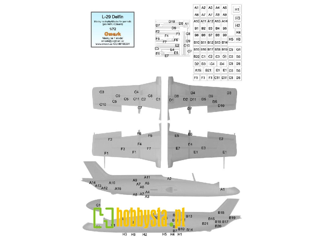 Aero L-29 Delfin - Mask For Panels (For Amk / Eduard Kits) - zdjęcie 1 Aero L-29 Delfin - Mask For Panels (For Amk / Eduard Kits) - zdjęcie 1