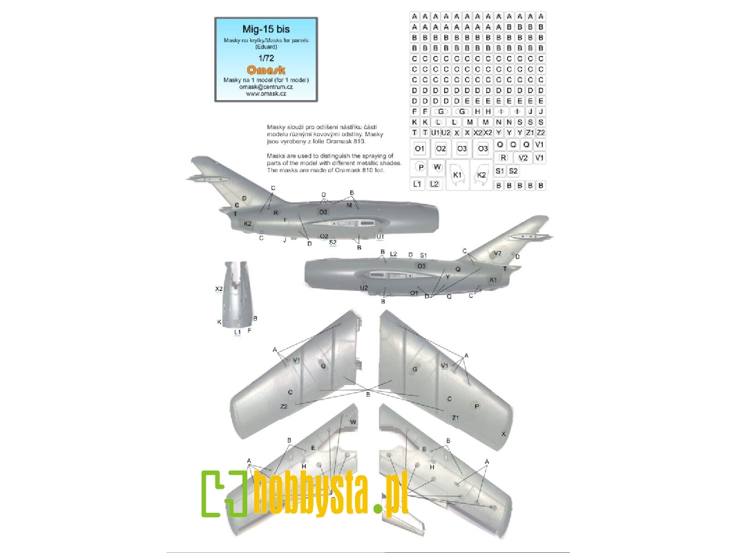 Mig-15 Bis - Masks For Panels (For Eduard Kits) - zdjęcie 1 Mig-15 Bis - Masks For Panels (For Eduard Kits) - zdjęcie 1