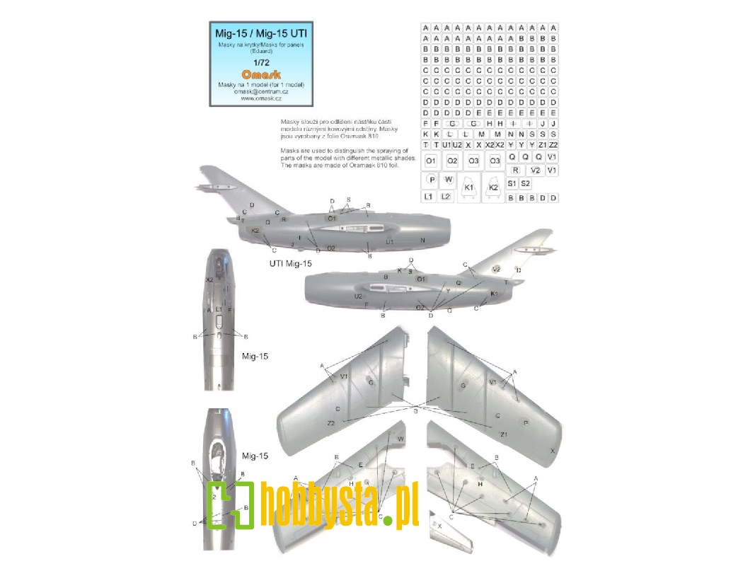 Mig-15 / Mig-15 Uti - Masks For Panels (For Eduard Kits) - zdjęcie 1 Mig-15 / Mig-15 Uti - Masks For Panels (For Eduard Kits) - zdjęcie 1