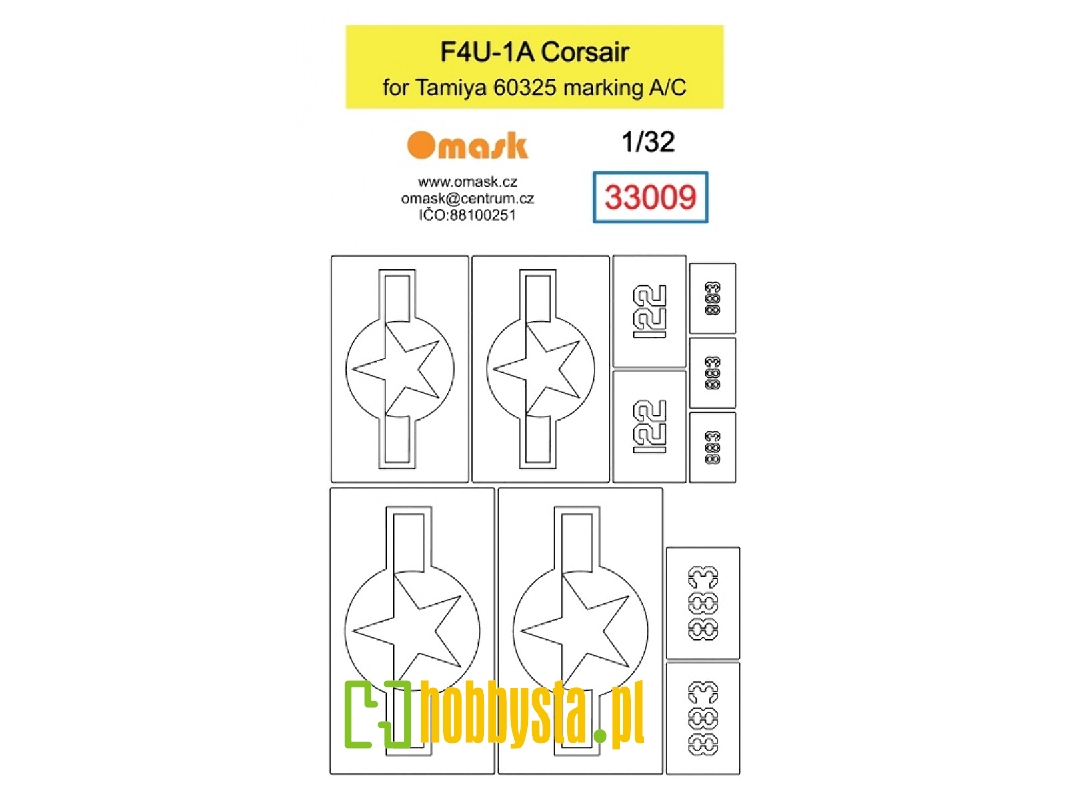 F4u-1a Corsair Mask (For Tamiya 60325 Marking A/C) - zdjęcie 1 F4u-1a Corsair Mask (For Tamiya 60325 Marking A/C) - zdjęcie 1