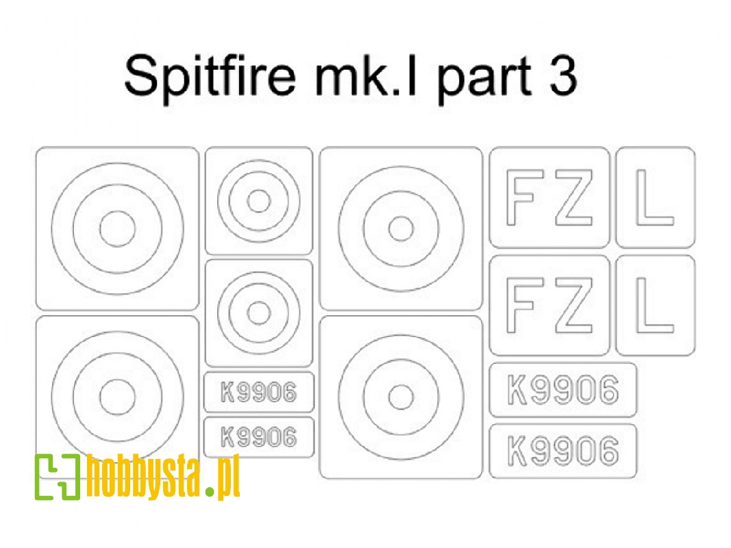 Spitfire Mk.I Mask Part 3 (For Eduard 11143 Camo C) - zdjęcie 1 Spitfire Mk.I Mask Part 3 (For Eduard 11143 Camo C) - zdjęcie 1