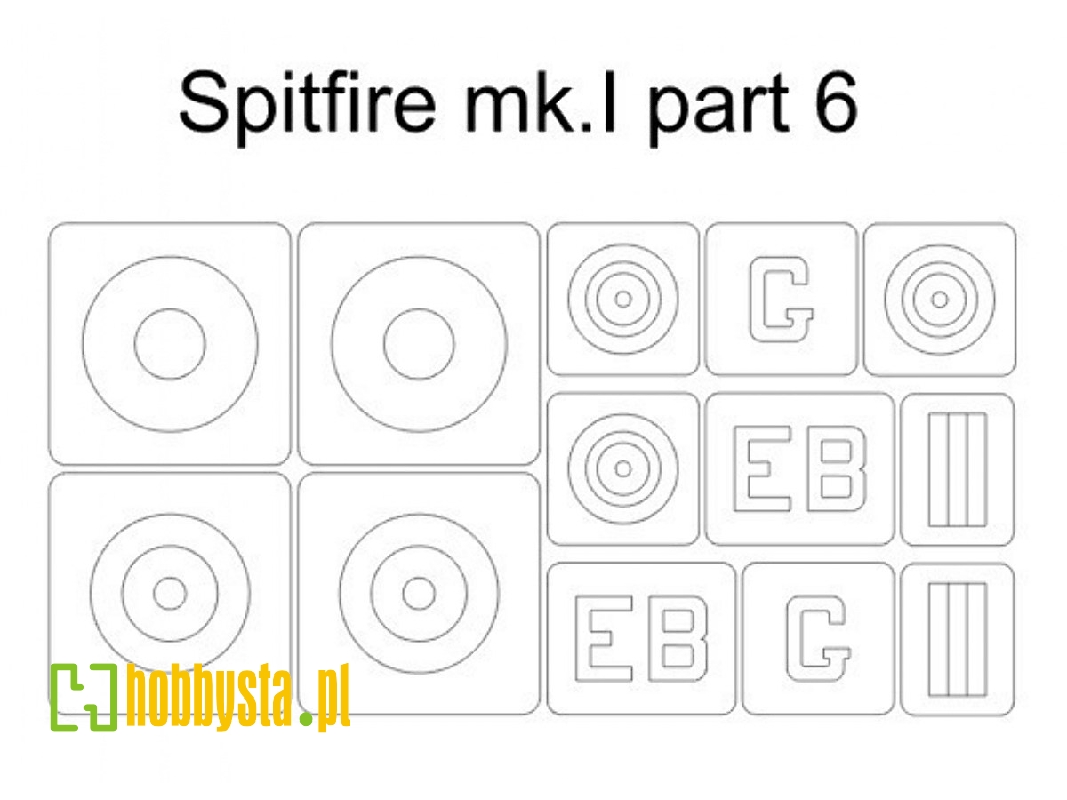 Spitfire Mk.I Mask Part 6 (For Eduard 11143 Camo H) - zdjęcie 1 Spitfire Mk.I Mask Part 6 (For Eduard 11143 Camo H) - zdjęcie 1