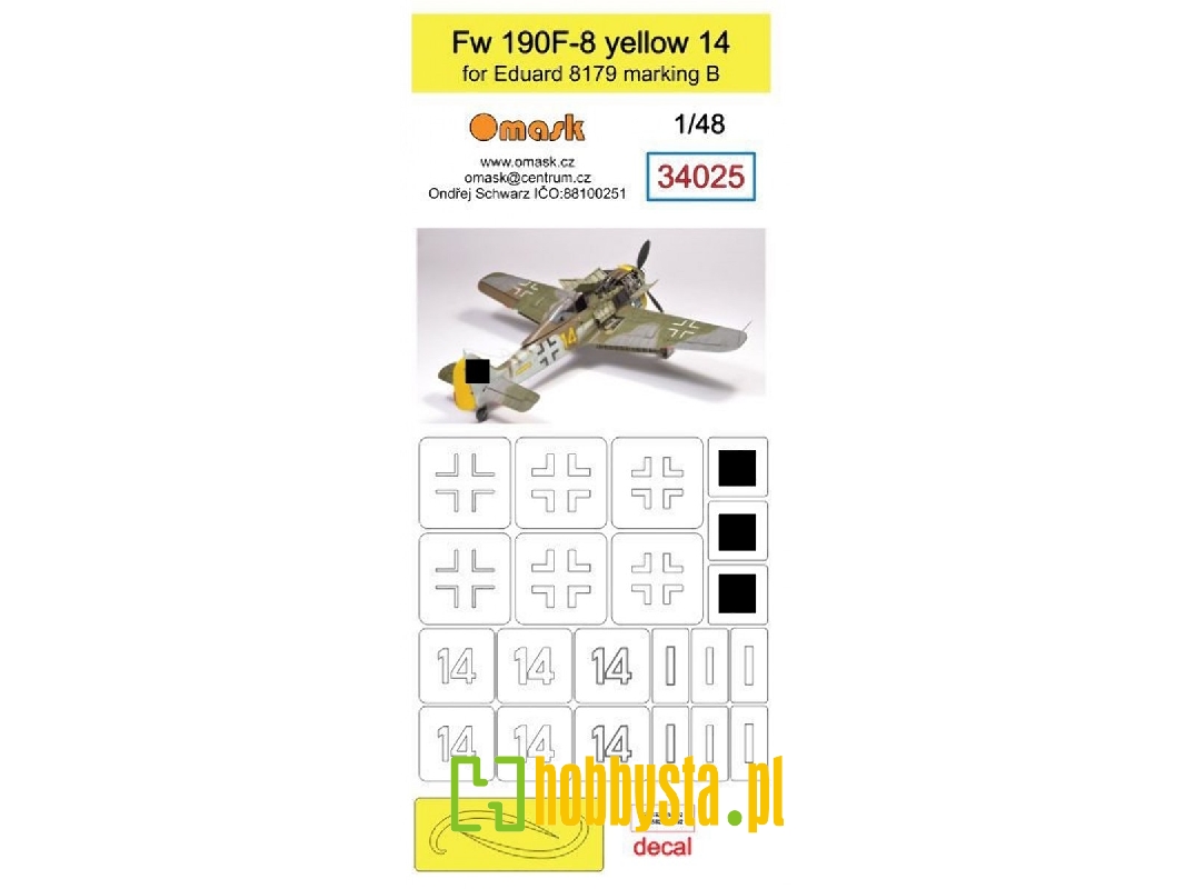 Fw 190f-8 (Yellow 14) Mask For Eduard 8179 Marking B - zdjęcie 1