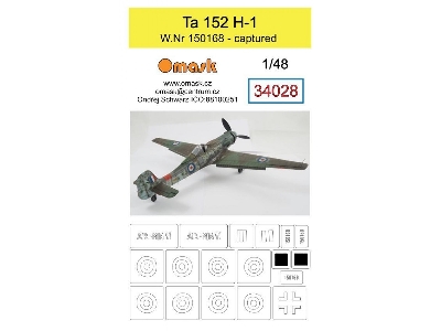 Ta 152 H-1 W.Nr. 150168 - Captured Mask - zdjęcie 1