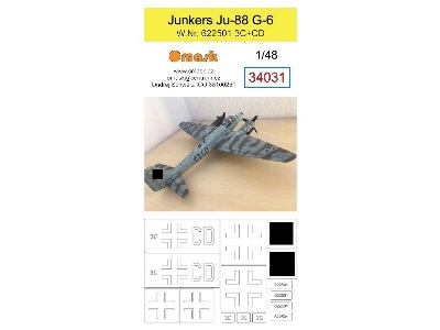 Junkers Ju-88g-6 W.Nr. 622501 3c+cd Mask - zdjęcie 1