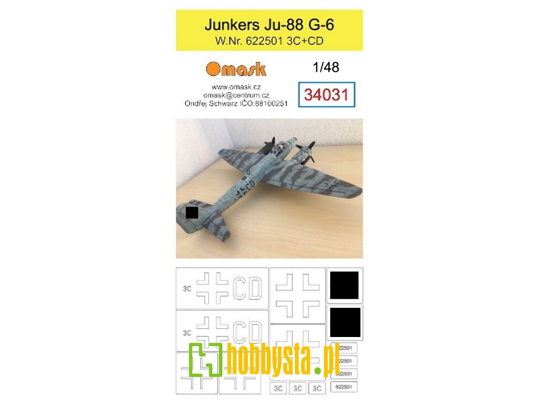 Junkers Ju-88g-6 W.Nr. 622501 3c+cd Mask - zdjęcie 1