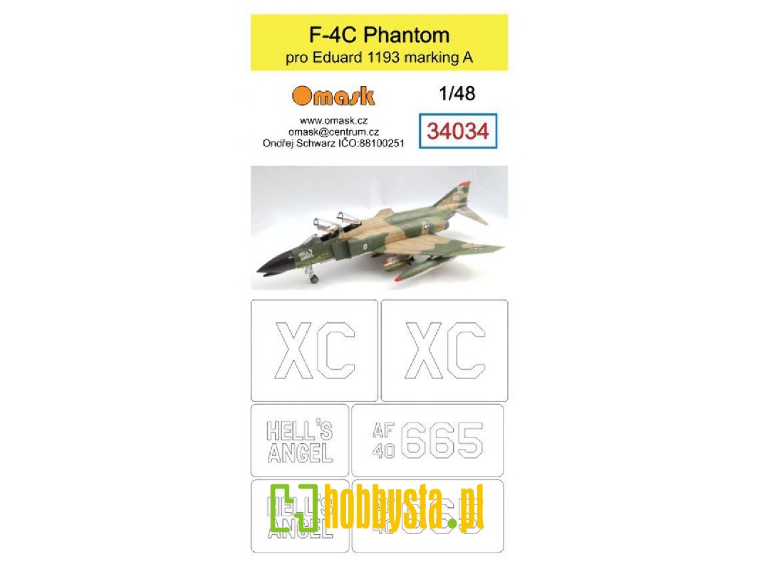 F-4c Phantom Mask (For Eduard 1193 Marking A) - zdjęcie 1 F-4c Phantom Mask (For Eduard 1193 Marking A) - zdjęcie 1