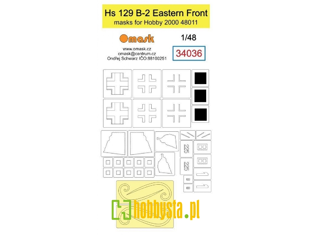 Hs 129 B-2 Eastern Front Mask (For Hobby 2000 48011) - zdjęcie 1 Hs 129 B-2 Eastern Front Mask (For Hobby 2000 48011) - zdjęcie 1