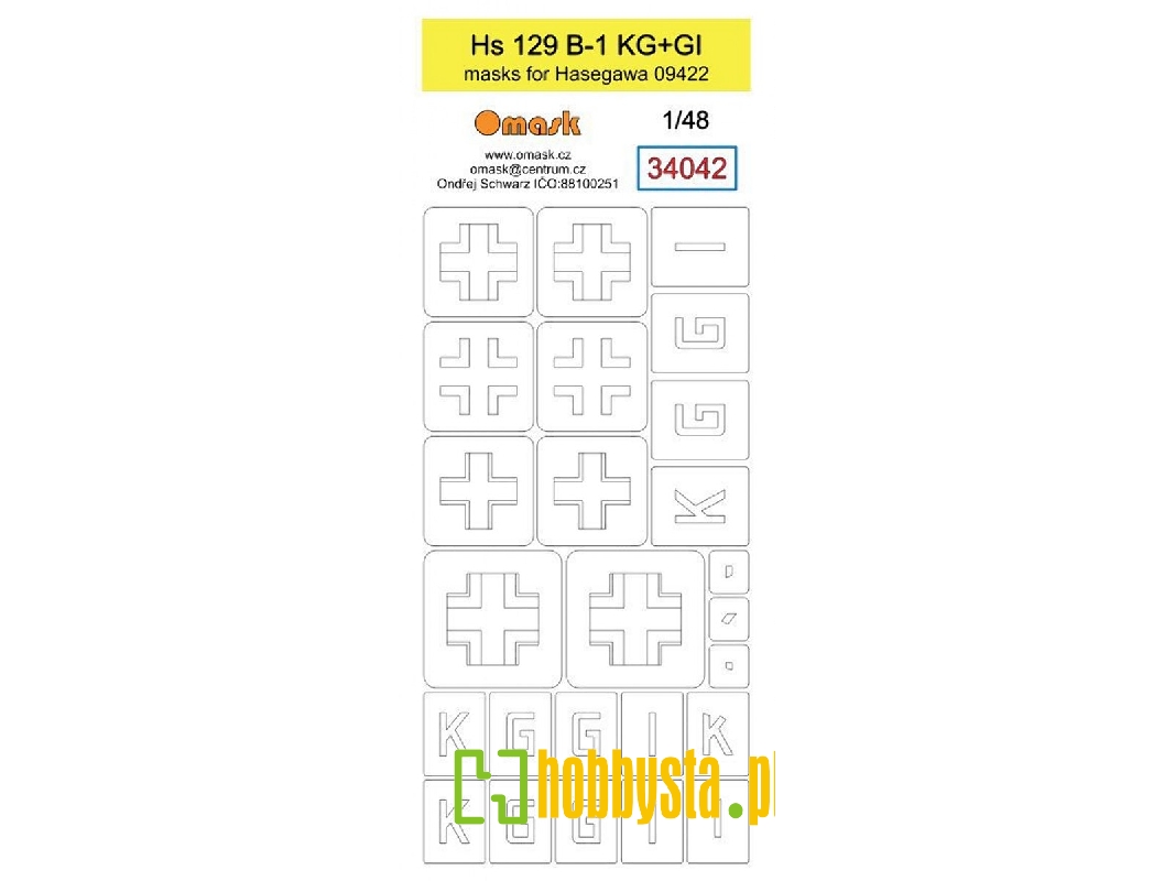 Hs 129 B-1 Kg+gi (Mask For Hasegawa) - zdjęcie 1 Hs 129 B-1 Kg+gi (Mask For Hasegawa) - zdjęcie 1