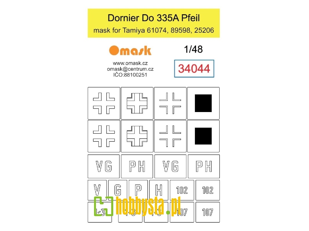 Dornier Do 335a Pfeil Mask (For Tamiya 31074, 89598, 25206) - zdjęcie 1 Dornier Do 335a Pfeil Mask (For Tamiya 31074, 89598, 25206) - zdjęcie 1