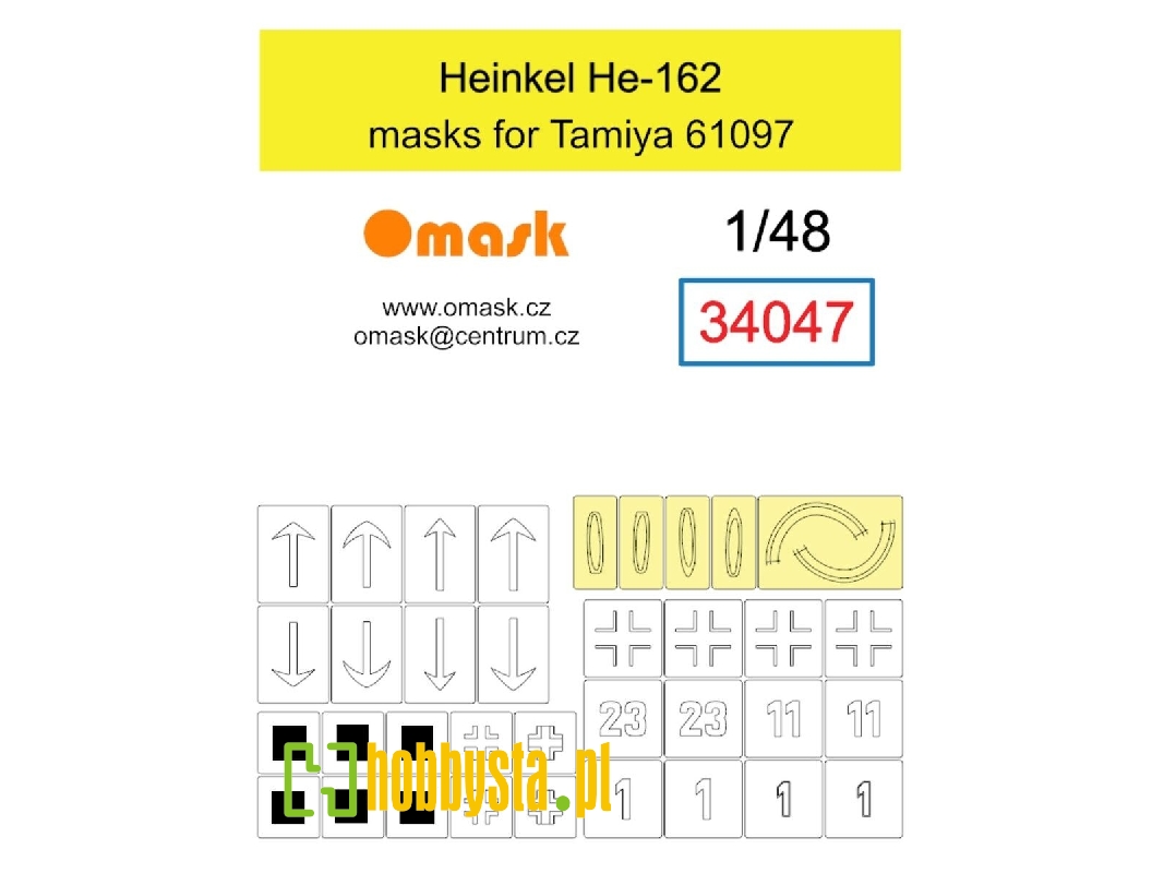 Heinkel He-162 Masks (For Tamiya 61097) - zdjęcie 1 Heinkel He-162 Masks (For Tamiya 61097) - zdjęcie 1