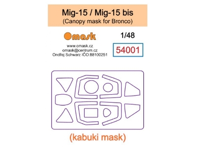 Mig-15 / Mig-15 Bis - Canopy Mask (For Bronco Kits) - zdjęcie 1