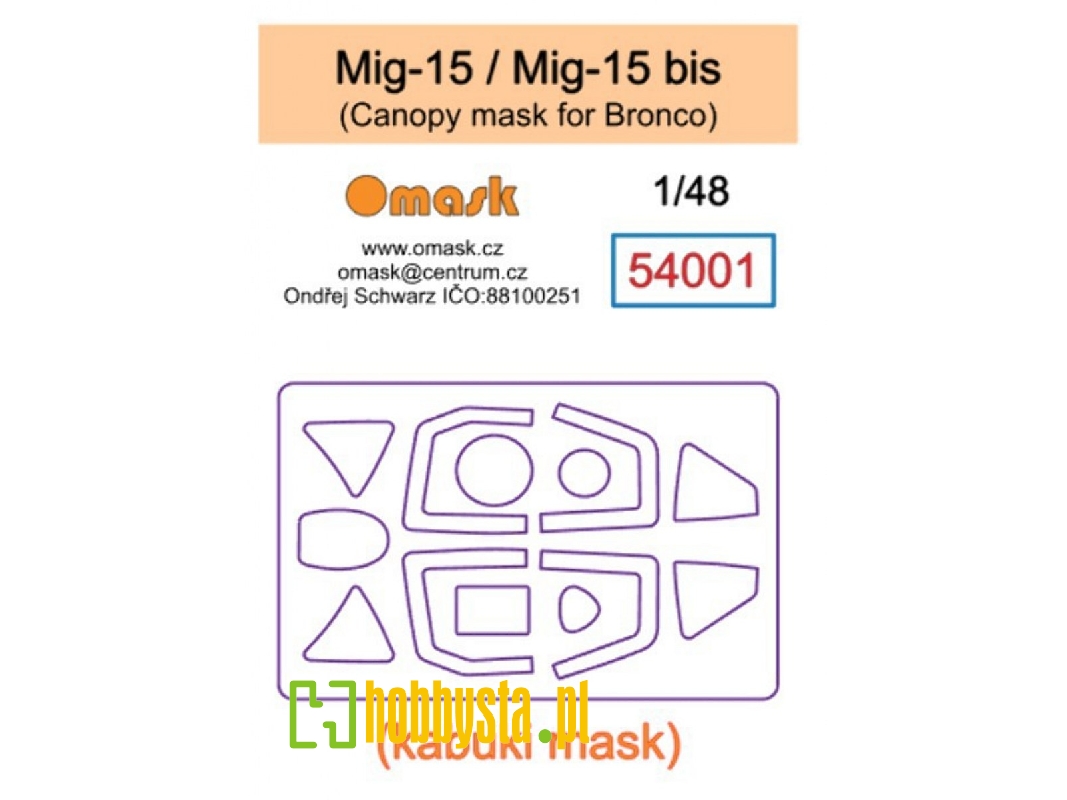 Mig-15 / Mig-15 Bis - Canopy Mask (For Bronco Kits) - zdjęcie 1 Mig-15 / Mig-15 Bis - Canopy Mask (For Bronco Kits) - zdjęcie 1