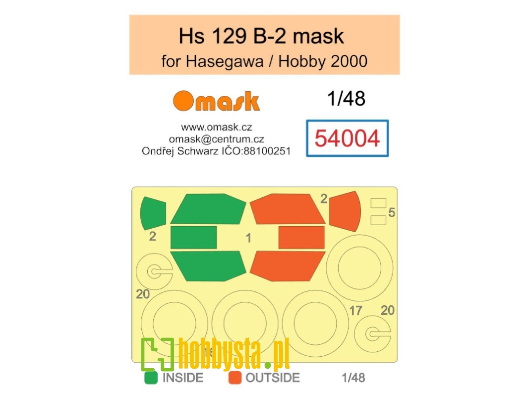 Henschel Hs-129 B-2 Masks (For Hasegawa / Revell / Hobby 2000 Kits) - zdjęcie 1 Henschel Hs-129 B-2 Masks (For Hasegawa / Revell / Hobby 2000 Kits) - zdjęcie 1
