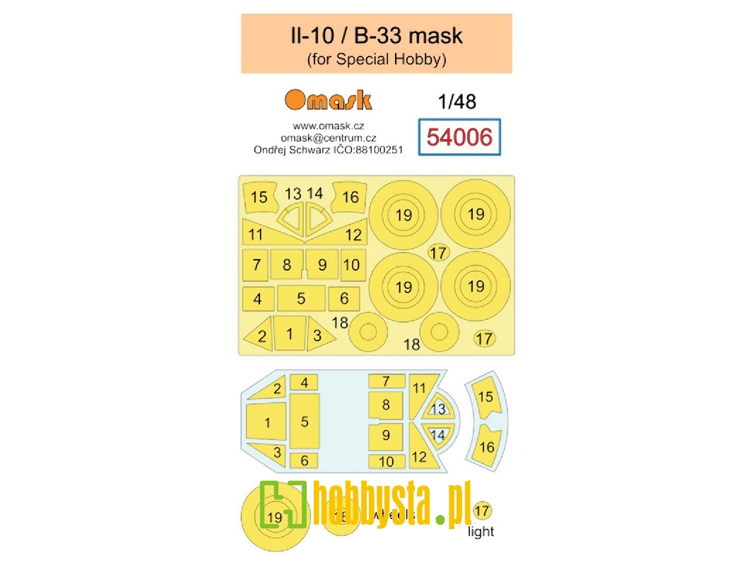 Ilyushin Il-10 / Avia B-33 Masks (For Special Hobby Kits) - zdjęcie 1 Ilyushin Il-10 / Avia B-33 Masks (For Special Hobby Kits) - zdjęcie 1