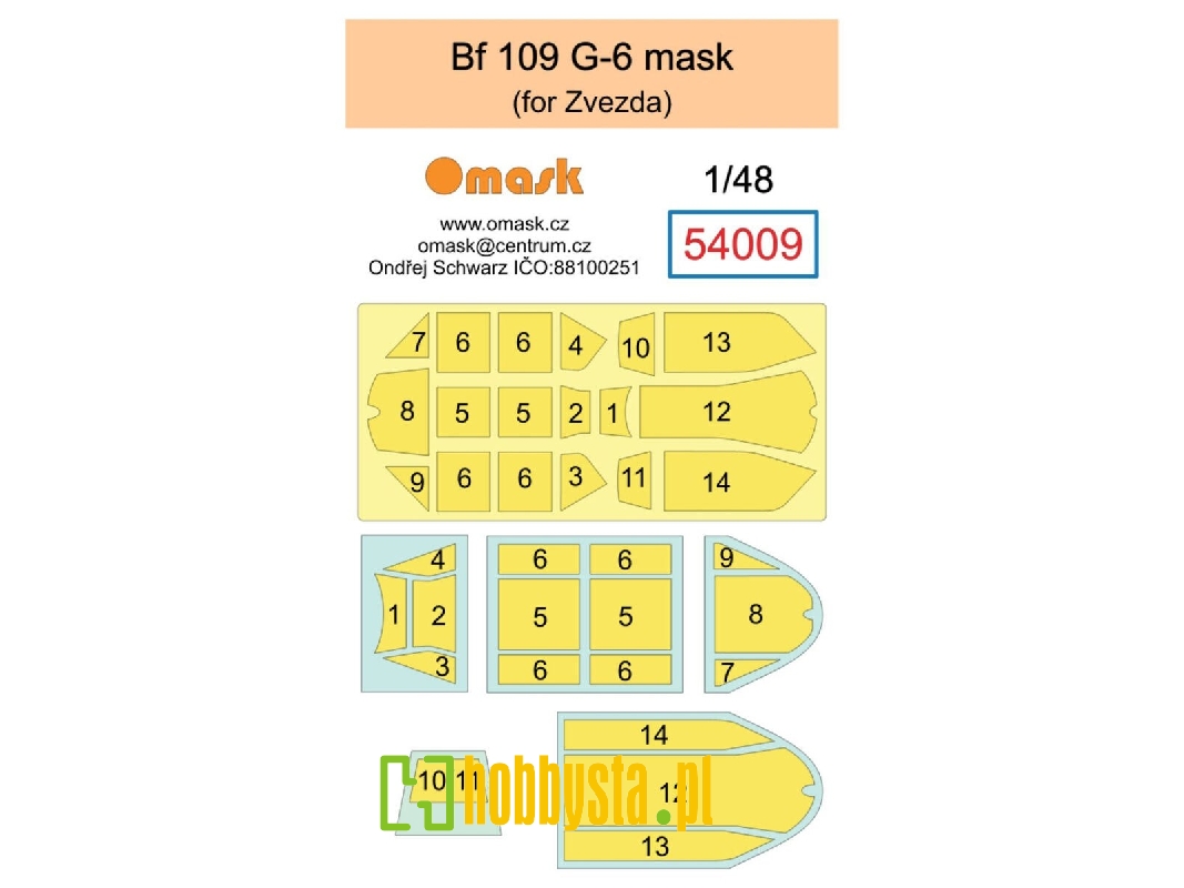 Messerschmitt Bf 109 G-6 Masks (For Zvezda Kits) - zdjęcie 1 Messerschmitt Bf 109 G-6 Masks (For Zvezda Kits) - zdjęcie 1