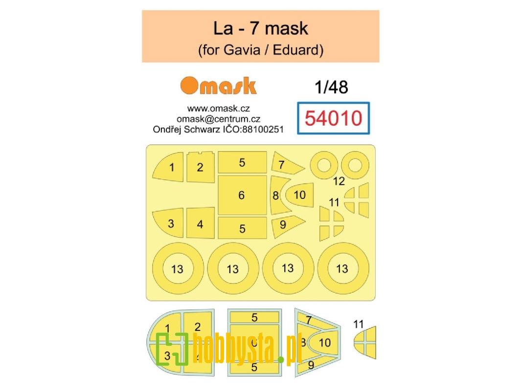 Lavochkin La-7 Masks (For Gavia / Eduard Kits) - zdjęcie 1 Lavochkin La-7 Masks (For Gavia / Eduard Kits) - zdjęcie 1