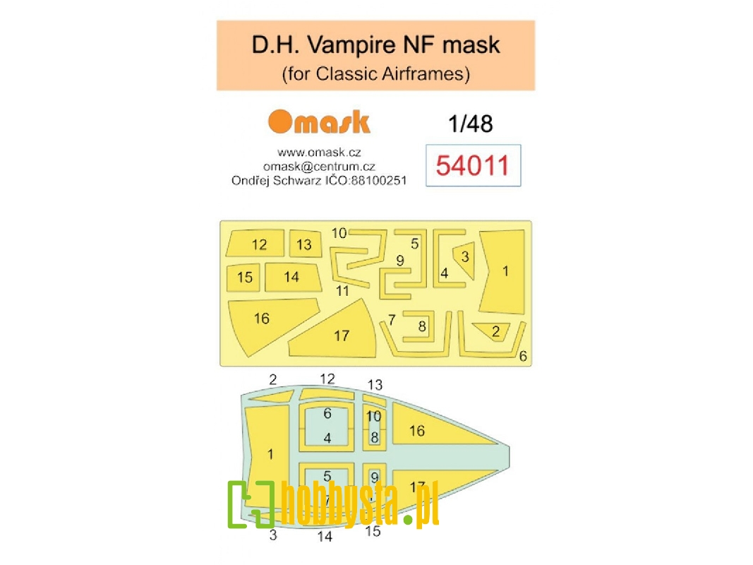 De Havilland Vampire Nf Masks (For Classic Airframes Kits) - zdjęcie 1