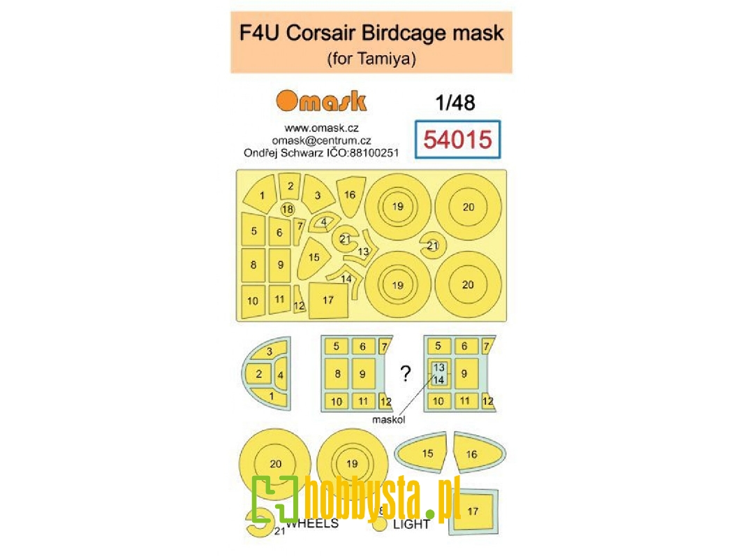 Vought F4u Corsair Birdcage Masks (For Tamiya Kits) - zdjęcie 1 Vought F4u Corsair Birdcage Masks (For Tamiya Kits) - zdjęcie 1