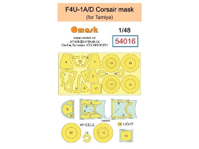 Vought F4u-1a/D Corsair Masks (For Tamiya Kits) - zdjęcie 1