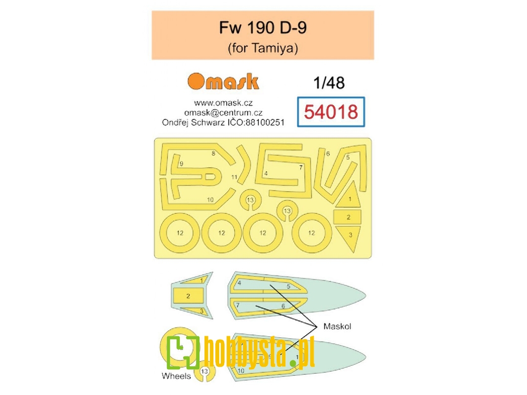 Focke-wulf Fw 190 D-9 Masks (For Tamiya Kits) - zdjęcie 1 Focke-wulf Fw 190 D-9 Masks (For Tamiya Kits) - zdjęcie 1