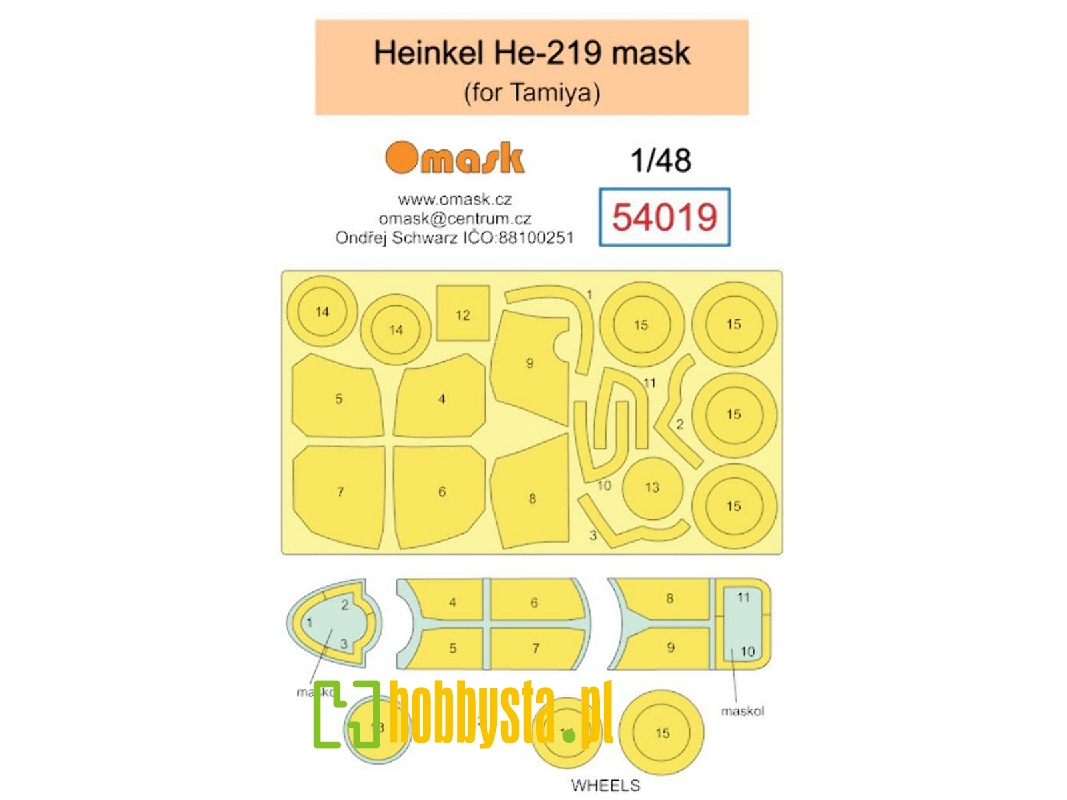 Heinkel He-219 Masks (For Tamiya Kits) - zdjęcie 1 Heinkel He-219 Masks (For Tamiya Kits) - zdjęcie 1