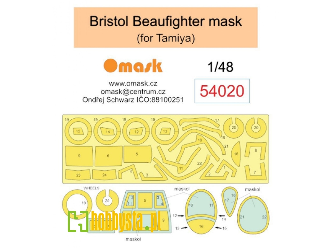 Bristol Beaufighter Masks (For Tamiya Kits) - zdjęcie 1 Bristol Beaufighter Masks (For Tamiya Kits) - zdjęcie 1