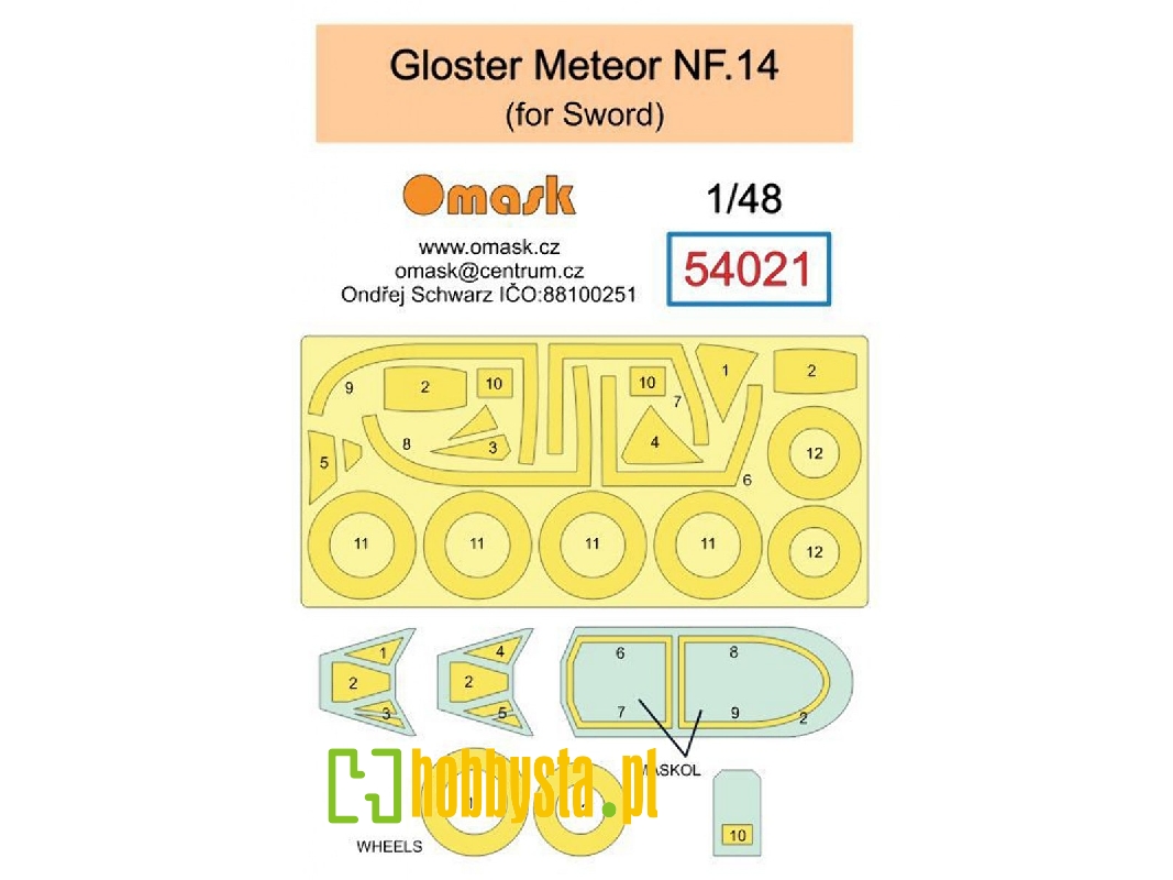 Gloster Meteor Nf.14 Masks (For Sword Kits) - zdjęcie 1 Gloster Meteor Nf.14 Masks (For Sword Kits) - zdjęcie 1