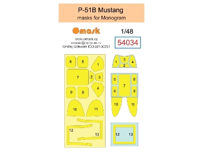 North American P-51 B Mustang Masks (For Monogram Kits) - zdjęcie 1