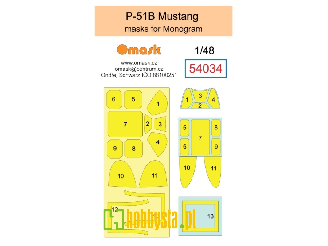 North American P-51 B Mustang Masks (For Monogram Kits) - zdjęcie 1 North American P-51 B Mustang Masks (For Monogram Kits) - zdjęcie 1
