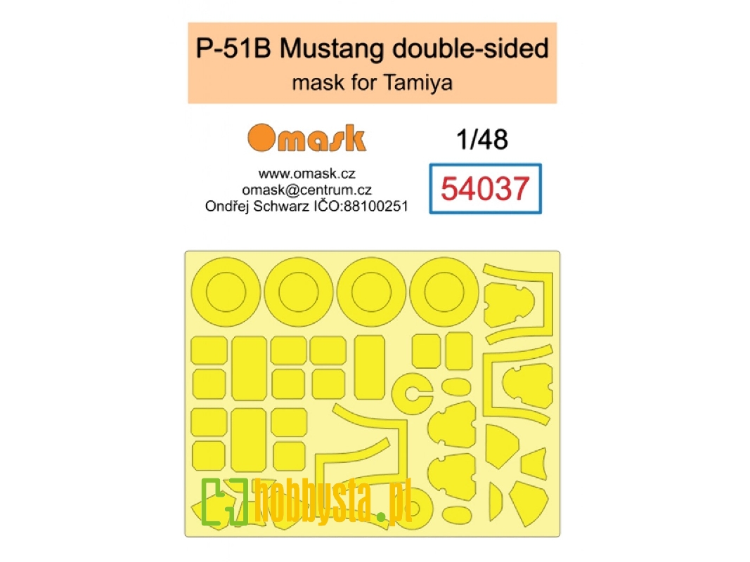 North American P-51 B Mustang Double-sided Masks (For Tamiya Kits) - zdjęcie 1 North American P-51 B Mustang Double-sided Masks (For Tamiya Kits) - zdjęcie 1