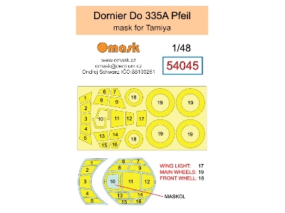 Dornier Do 335 A Pfeil Masks (For Tamiya Kits) - zdjęcie 2