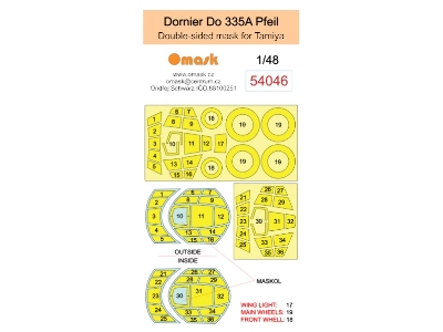 Dornier Do 335 A Pfeil Double-sided Masks (For Tamiya Kits) - zdjęcie 2