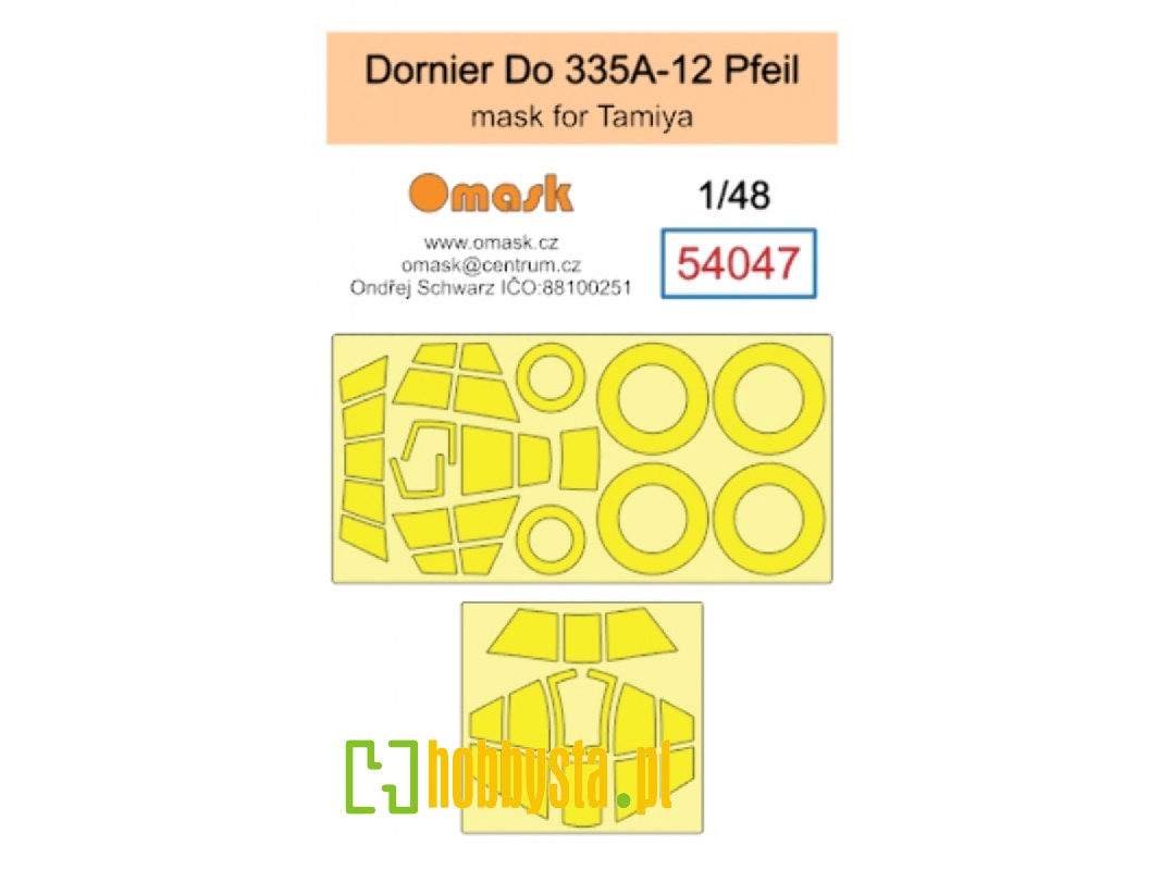 Dornier Do 335 A-12 Pfeil Masks (For Tamiya Kits) - zdjęcie 1 Dornier Do 335 A-12 Pfeil Masks (For Tamiya Kits) - zdjęcie 1