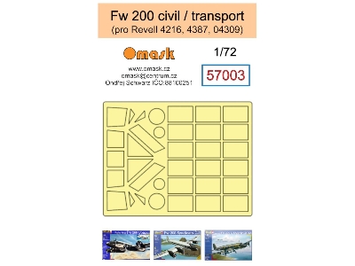 Focke-wulf Fw 200 Civil And Transport Version Masks (For Revell Kits) - zdjęcie 1
