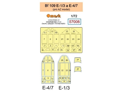 Messerschmitt Bf 109 E-1 / E-3 / E-4 / E-7 Masks (For Az Model Kits) - zdjęcie 1