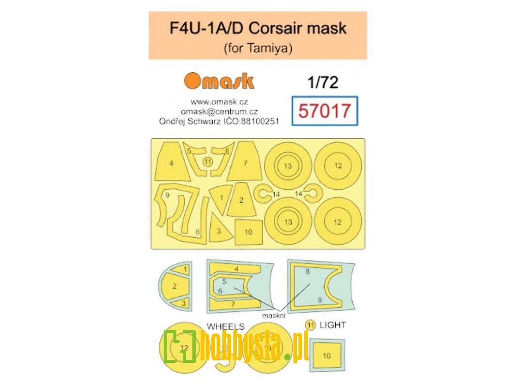 Vought F4u-1 A/D Corsair Masks (For Tamiya Kits) - zdjęcie 1